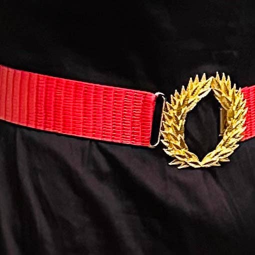 Red Leather Belt Band: 2 (Medium)