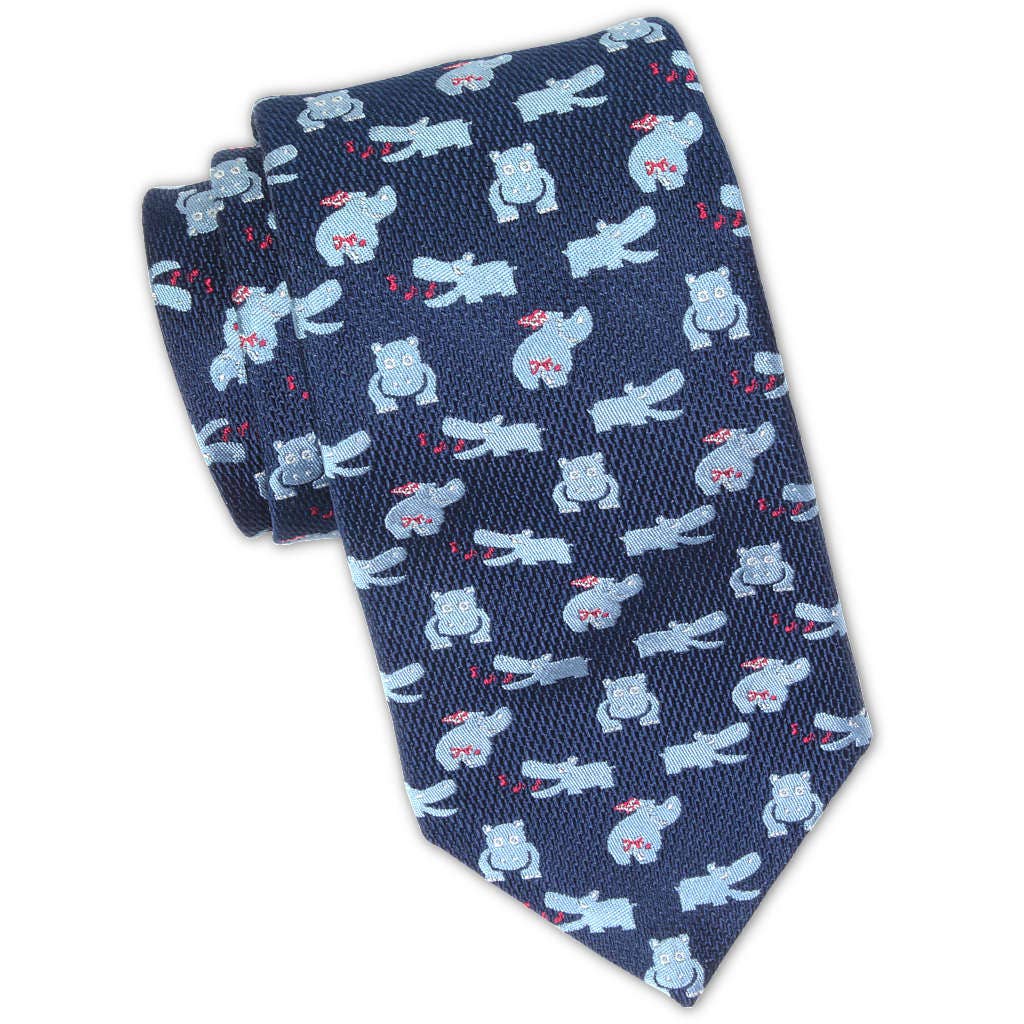 "Hippo-Campus" Silk Necktie