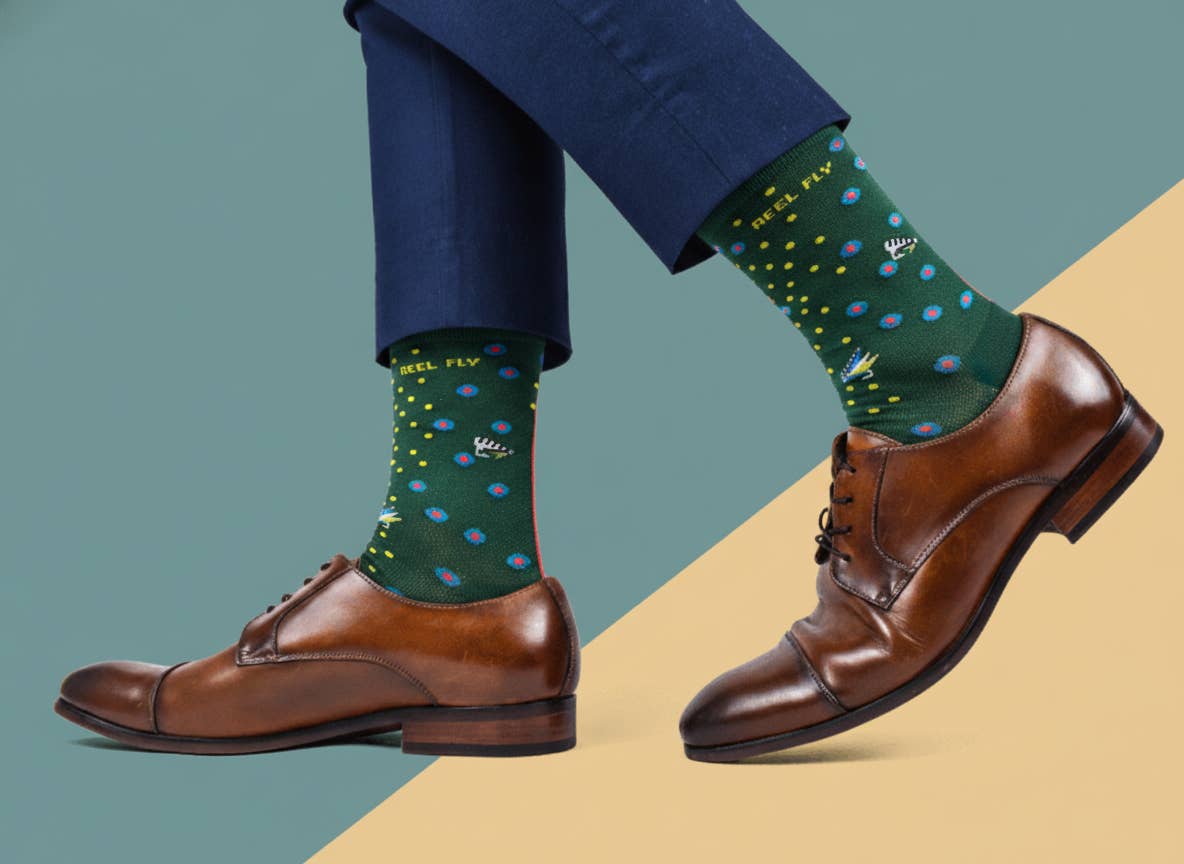 "Keep It Reel" - Fly Fishing Themed Fine Men's Socks