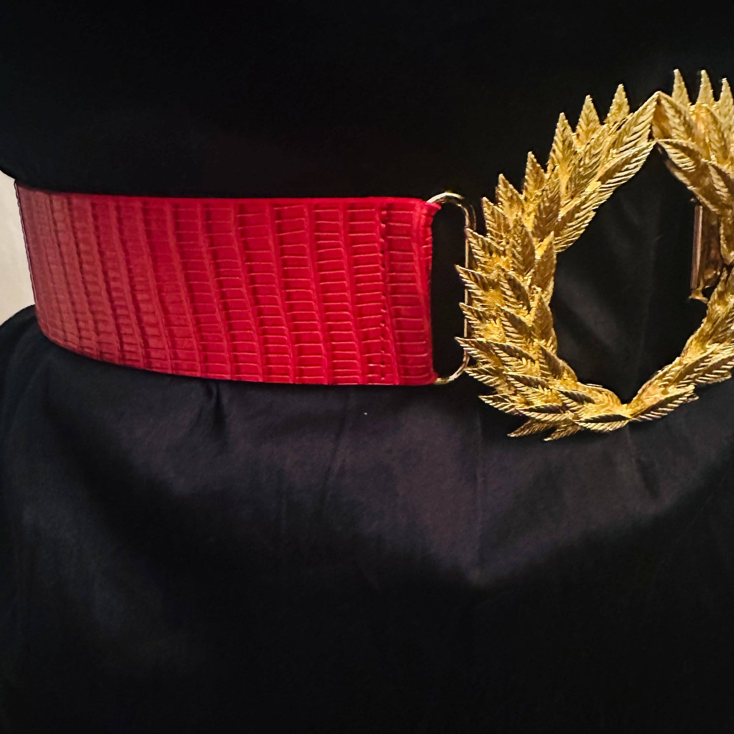 Red Leather Belt Band: 2 (Medium)