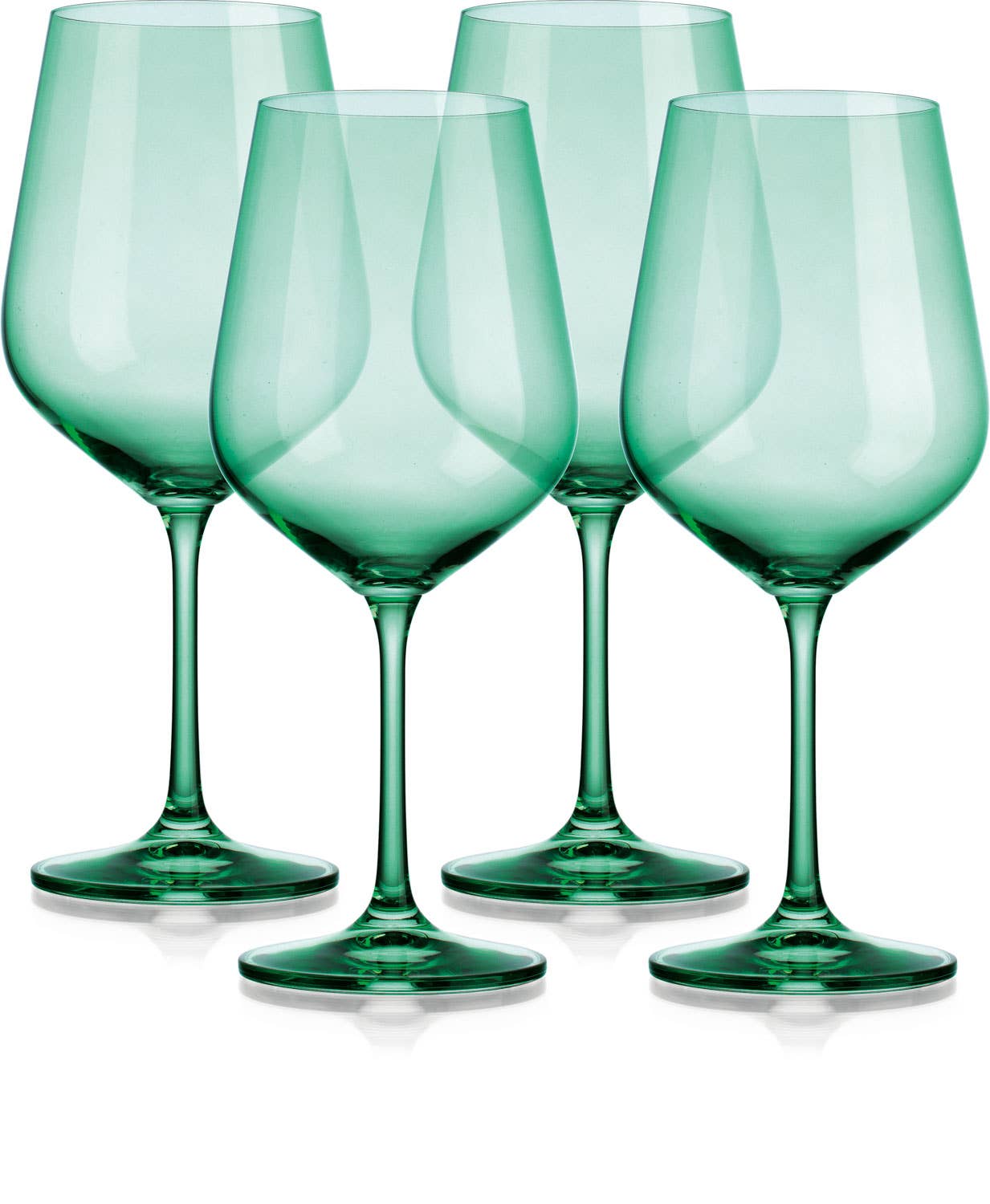 Set of Four Colored Red Wine Glasses - multi color avail: Green