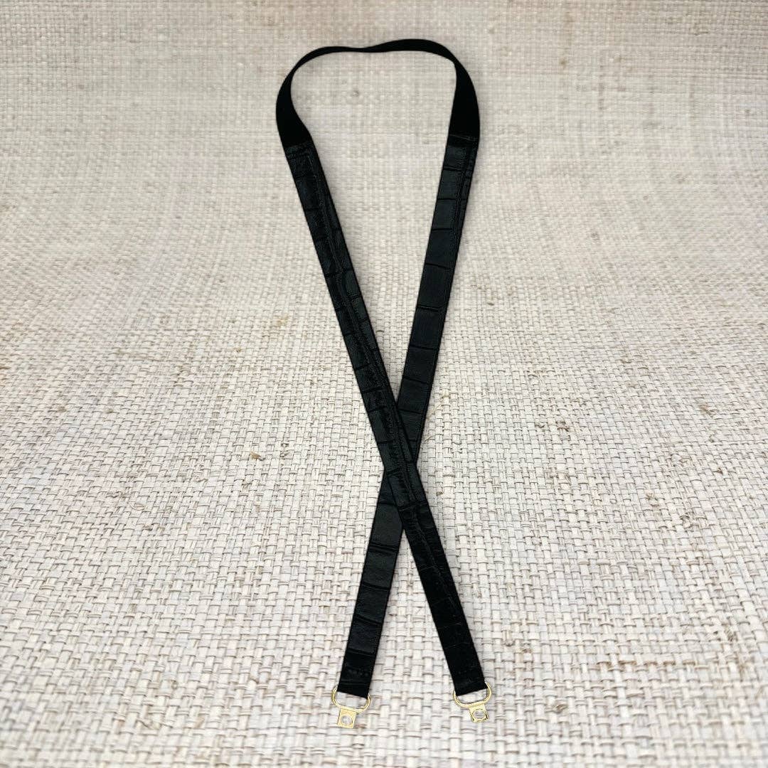 Thin Black Croc Leather Belt: 2