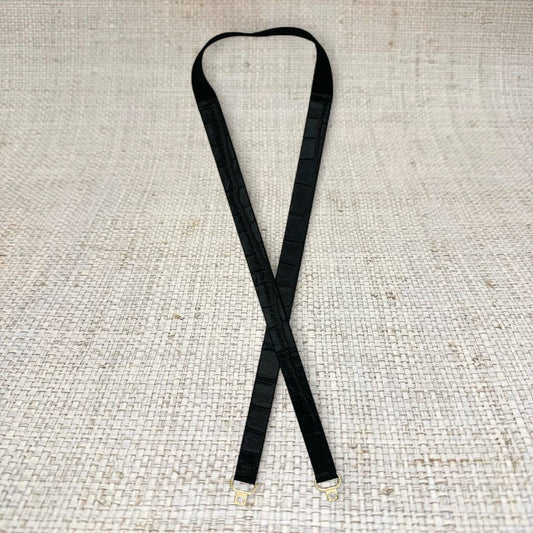 Thin Black Croc Leather Belt