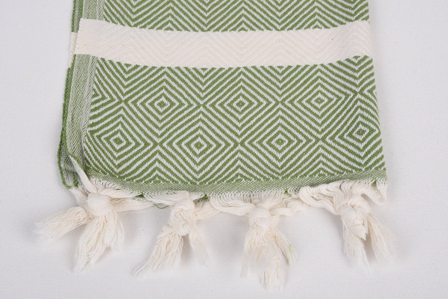 Organic Kitchen Towel, Embroidered Hand Towel, Khaki Green