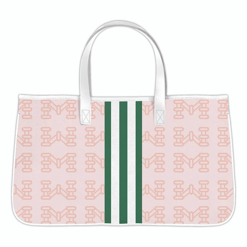 Mahjong Canvas Tote - Mahj Pink: 11" H x 20" W x 6" D, Inside Pocket: 7.5" H x 9" W