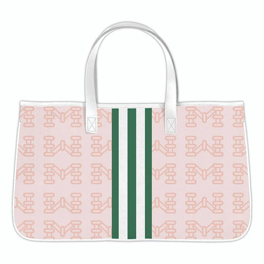Mahjong Canvas Tote - Mahj Pink: 11" H x 20" W x 6" D, Inside Pocket: 7.5" H x 9" W