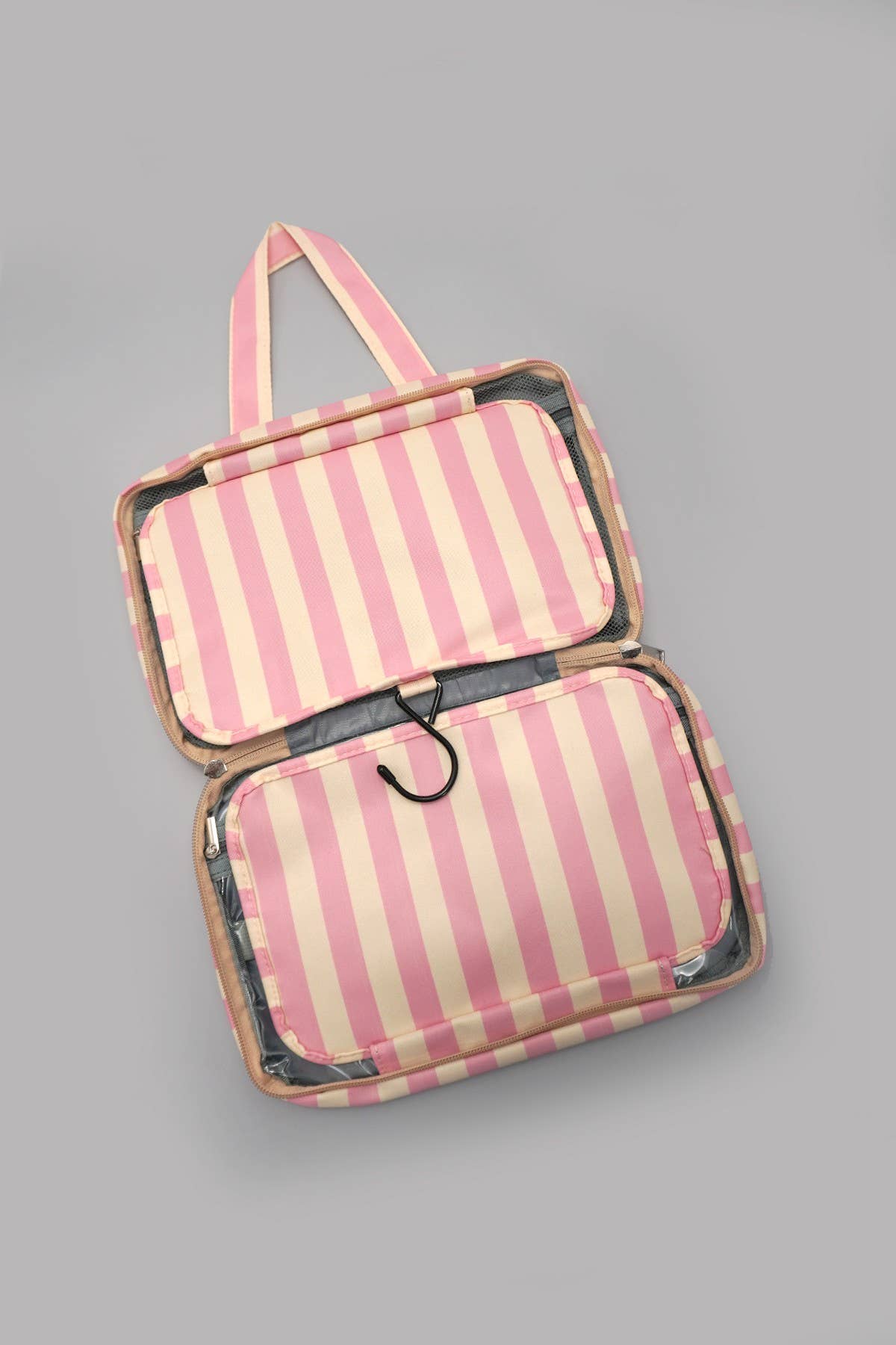 Striped Hanging Toiletry & Makeup Organizer Bag | 40P599: PINK GREEN