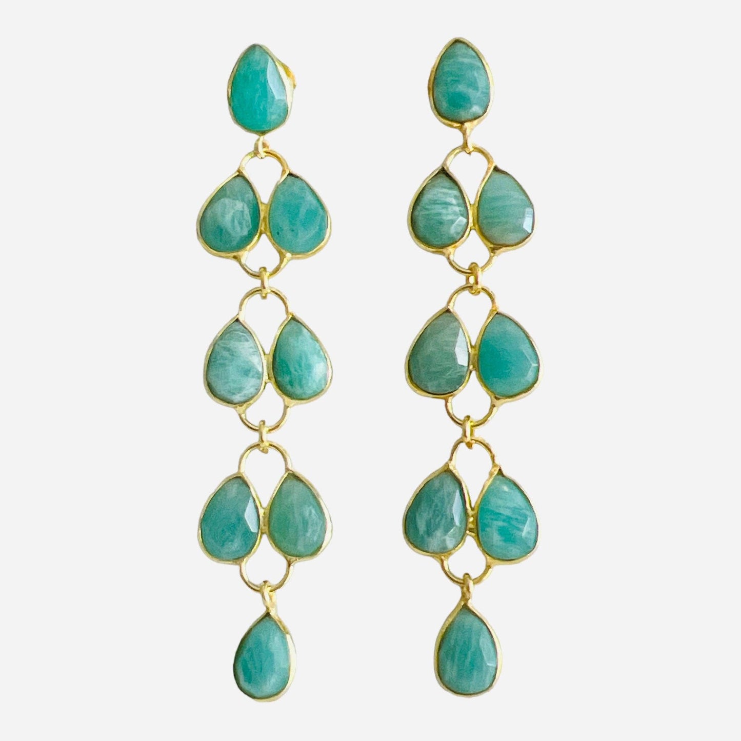 Mia Gold Earring - 11 Gemstone Options: Green Onyx