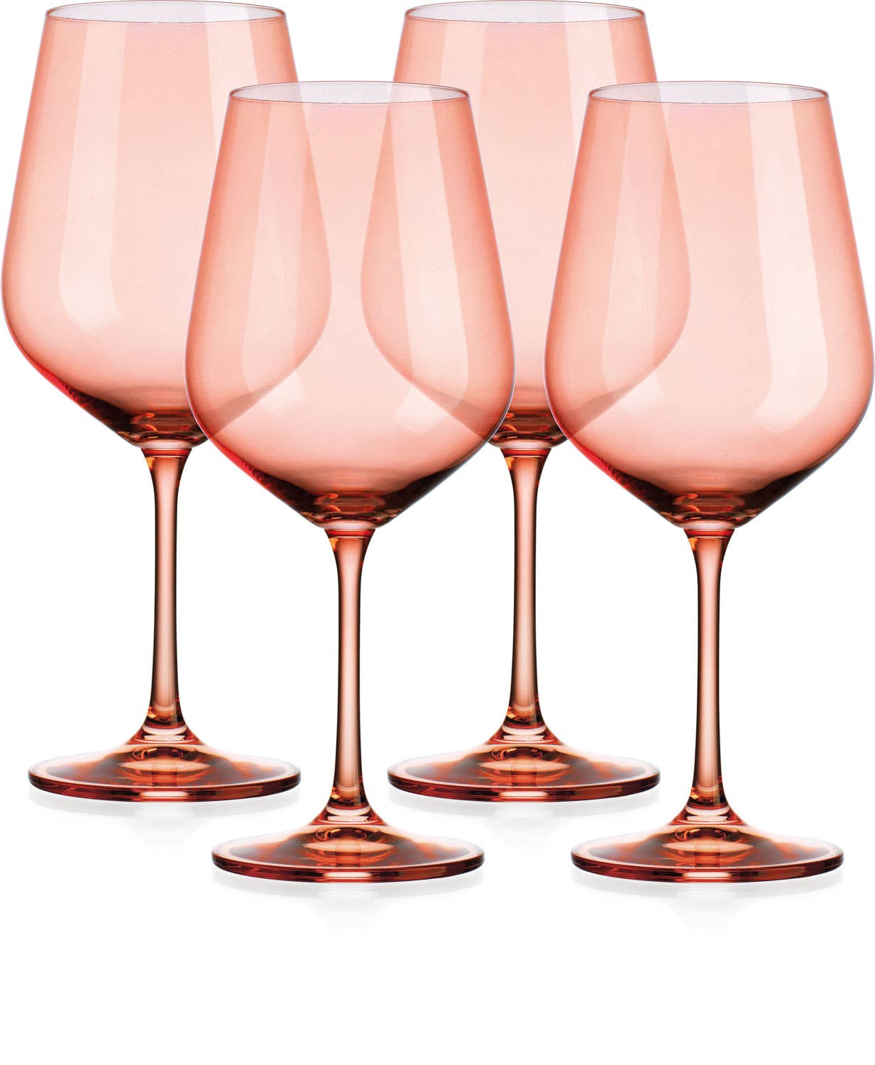 Set of Four Colored Red Wine Glasses - multi color avail: Rose