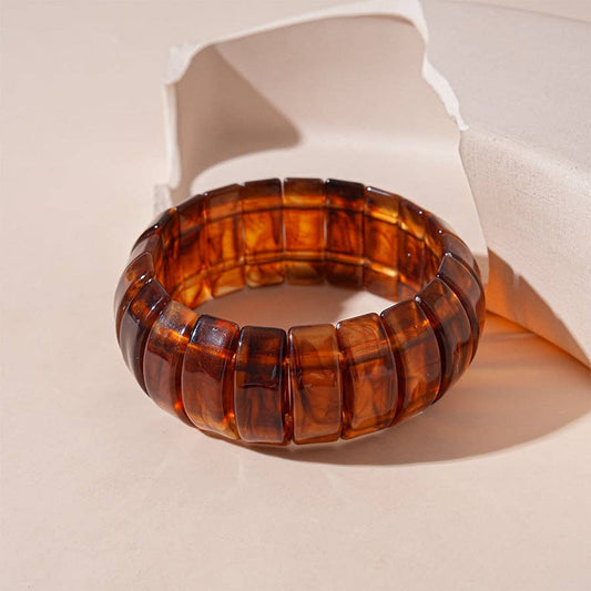 Vintage Color Block Splicing Acrylic Bracelets DP25D625: Dark Coffee