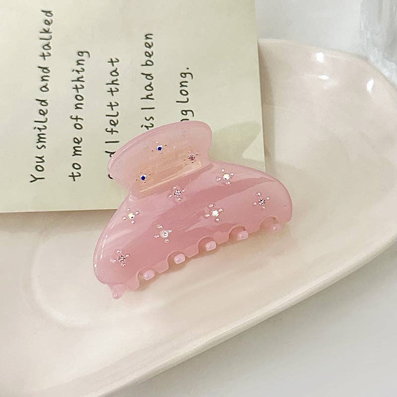 Solid Color Rhinestone Acetate Hair Claw DP25B942: Pink