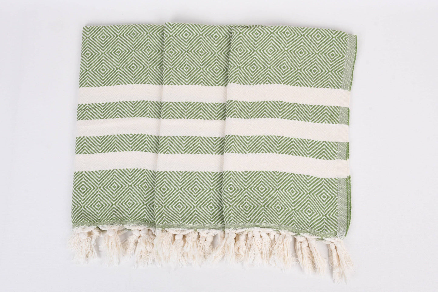 Organic Kitchen Towel, Embroidered Hand Towel, Khaki Green
