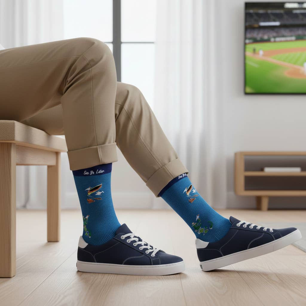 Men’s Alligator Themed Pima Cotton Socks - “See Ya Later”
