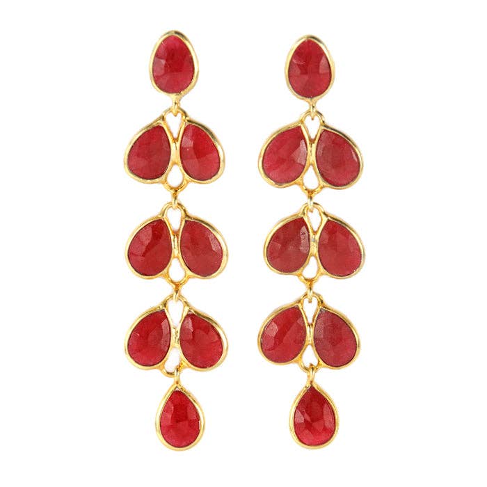 Mia Gold Earring - 11 Gemstone Options: Green Onyx