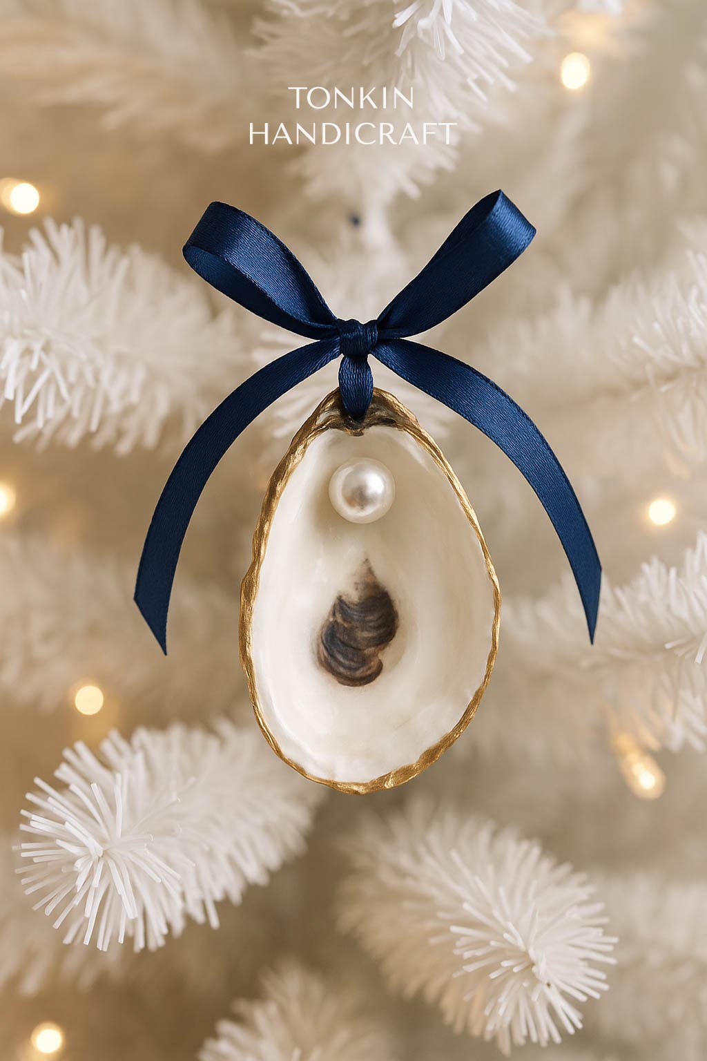 Oyster Shell Christmas Ornament 2: With pearl