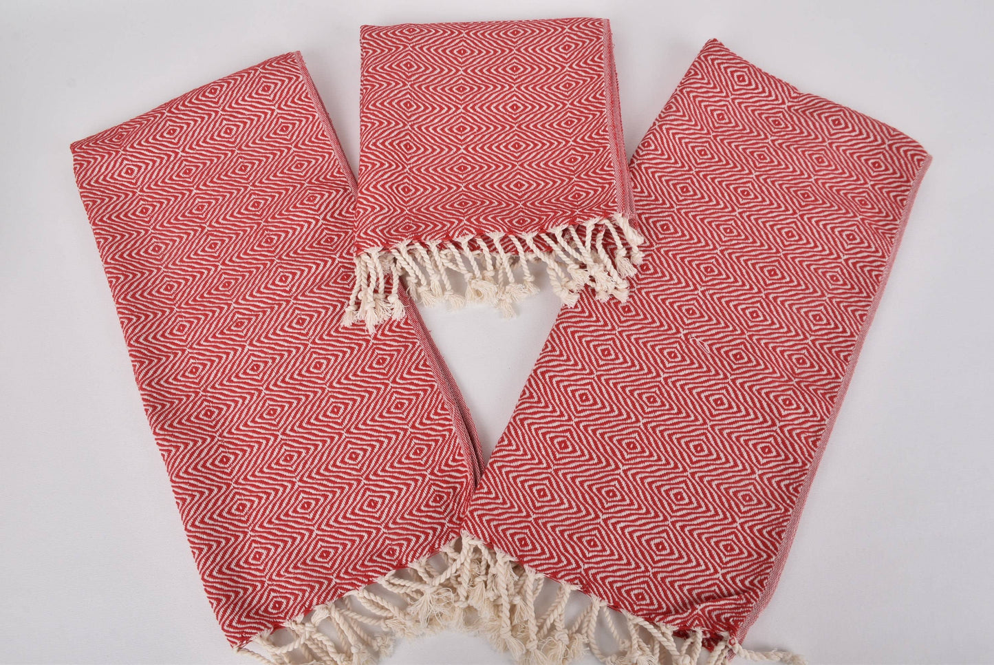 Custom Dish Towel, Elegant Red Diamond Towel