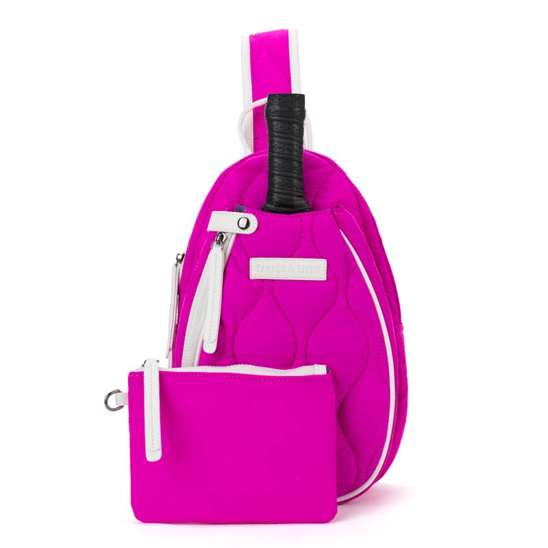 Pickleball Courtside Sling - Vivid Pink / White