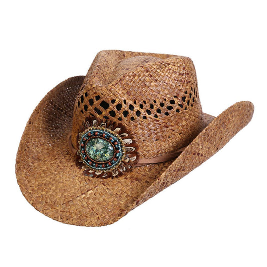 Navajo Western Raffia Shapeable Hat : Brown / One Size
