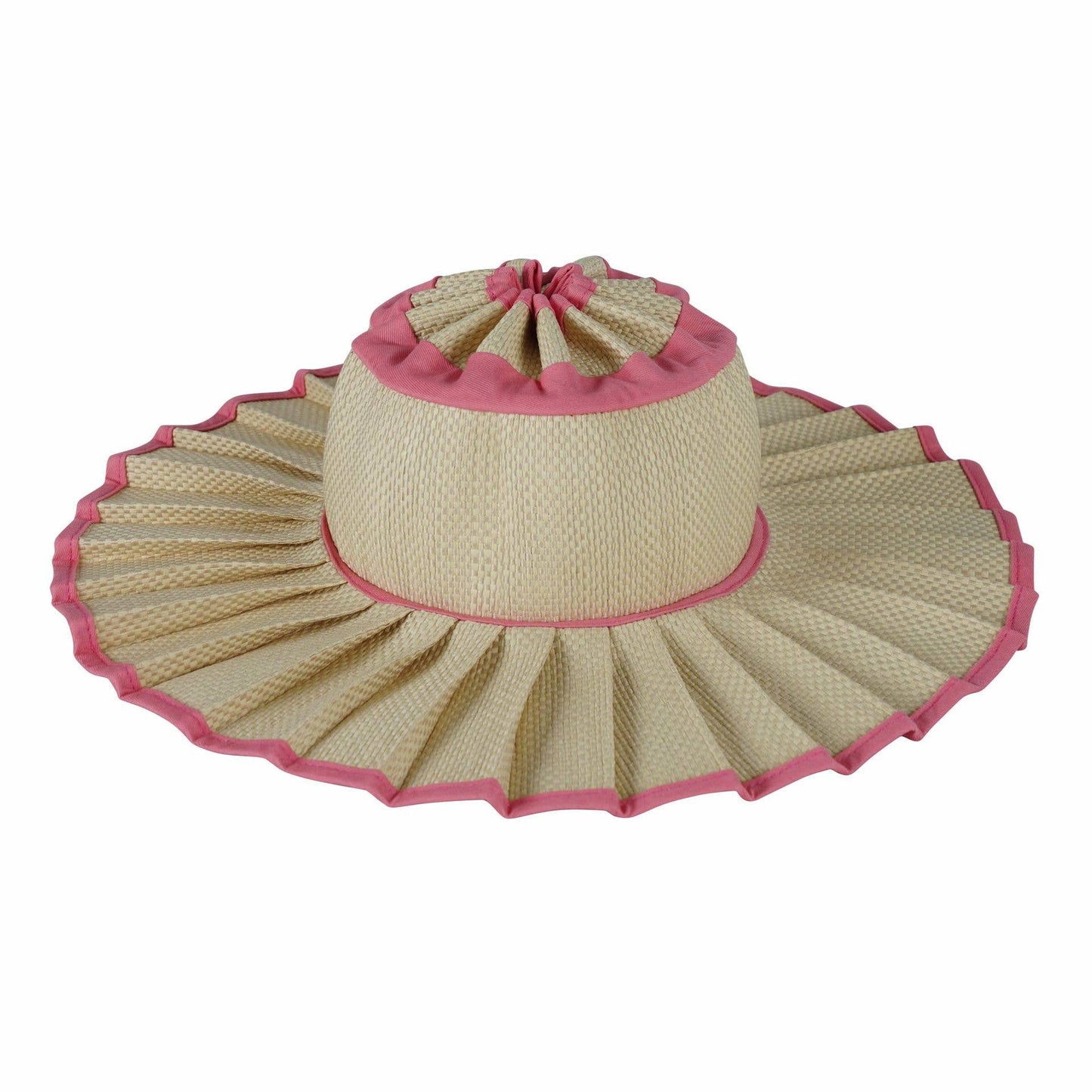 Ruffle Check Straw Hat Plaid Straw Sun Hat: Green / M