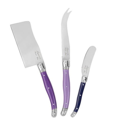 French Home Laguiole Set of 3 Cheese Knives, Plum Rose
