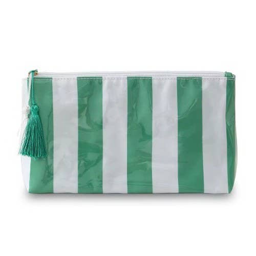 TRAVEL STRIPE COSMETIC MAKEUP POUCH BAG | 40P594: PINK RED