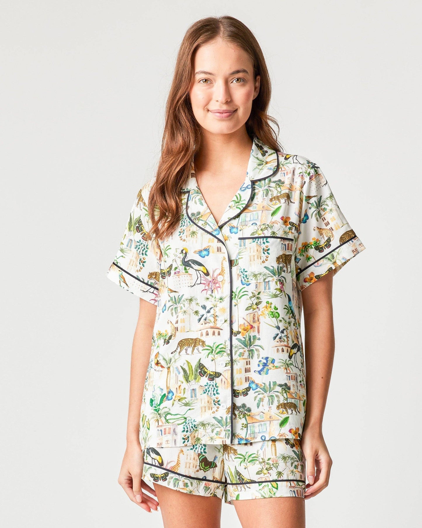 Animal Kingdom Pajama Shorts Set: Multi / L