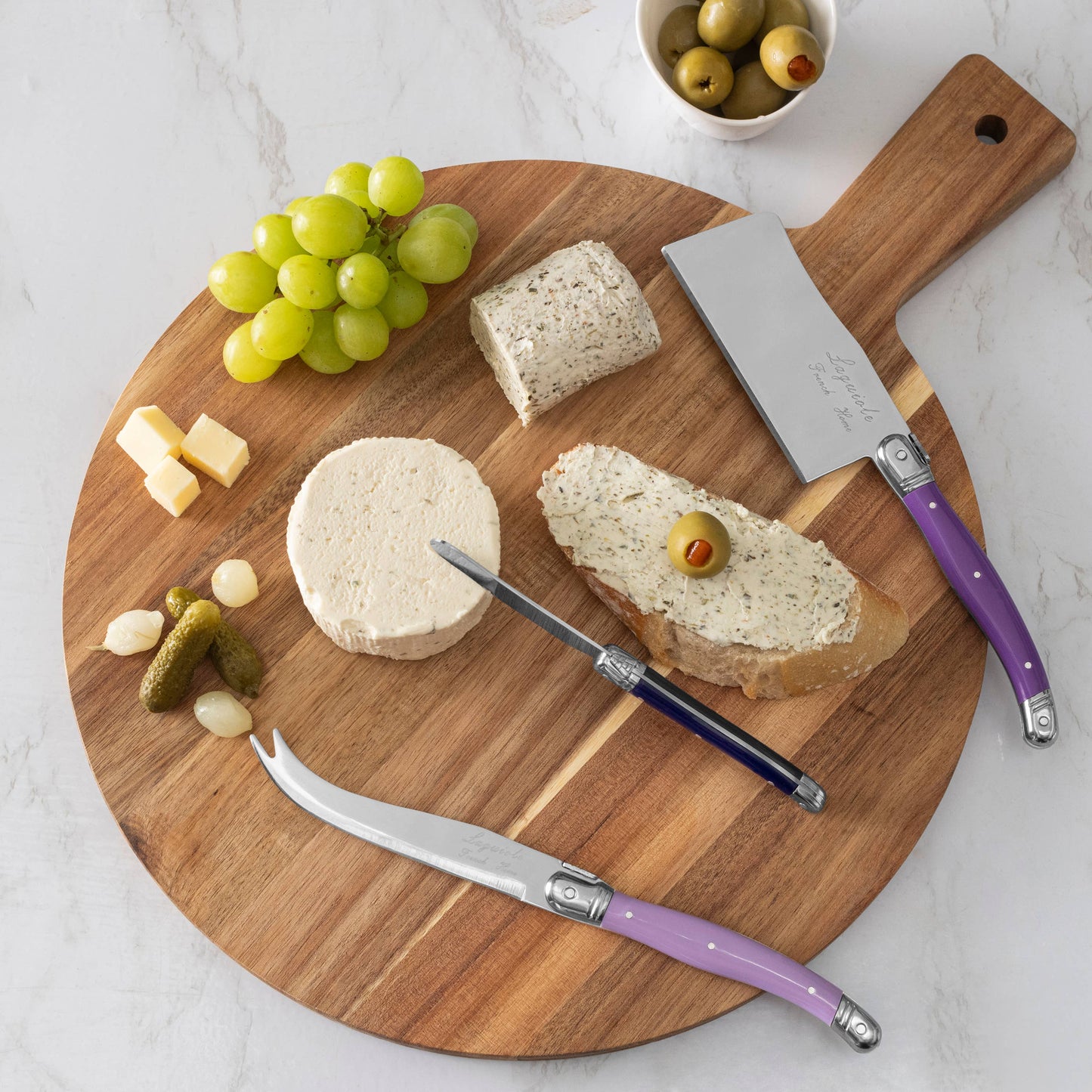 French Home Laguiole Set of 3 Cheese Knives, Plum Rose