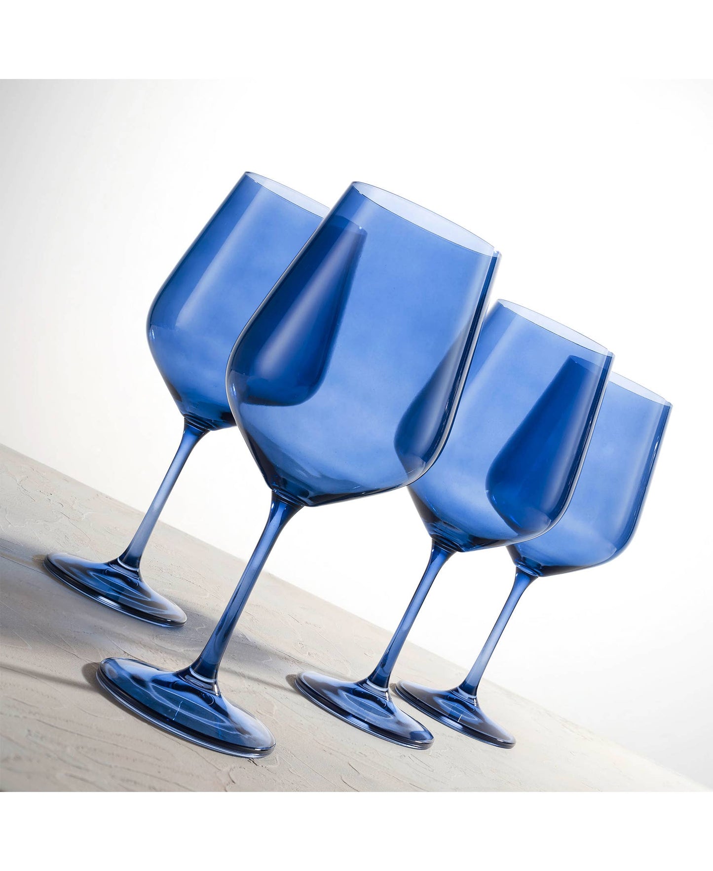 Set of Four Colored Red Wine Glasses - multi color avail: Cobalt