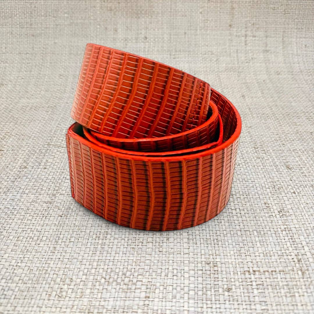 Red Leather Belt Band: 2 (Medium)