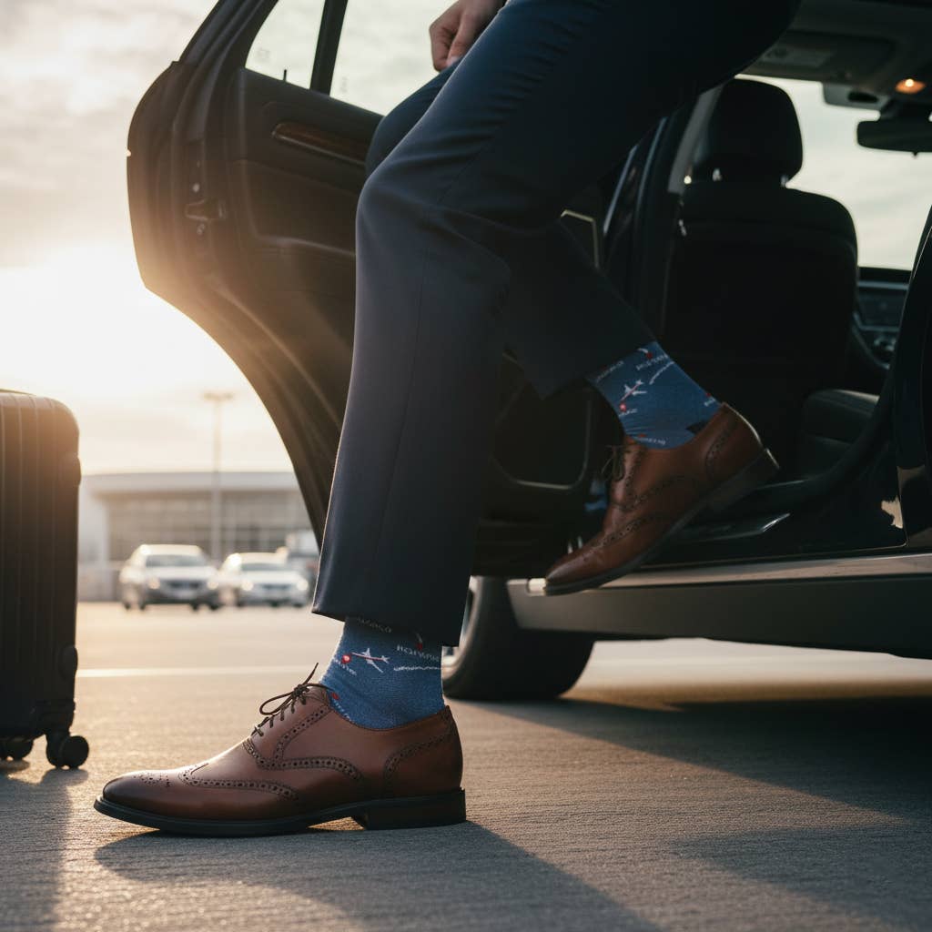 "Frequent Flyer" Travel Themed Fine Men's Socks