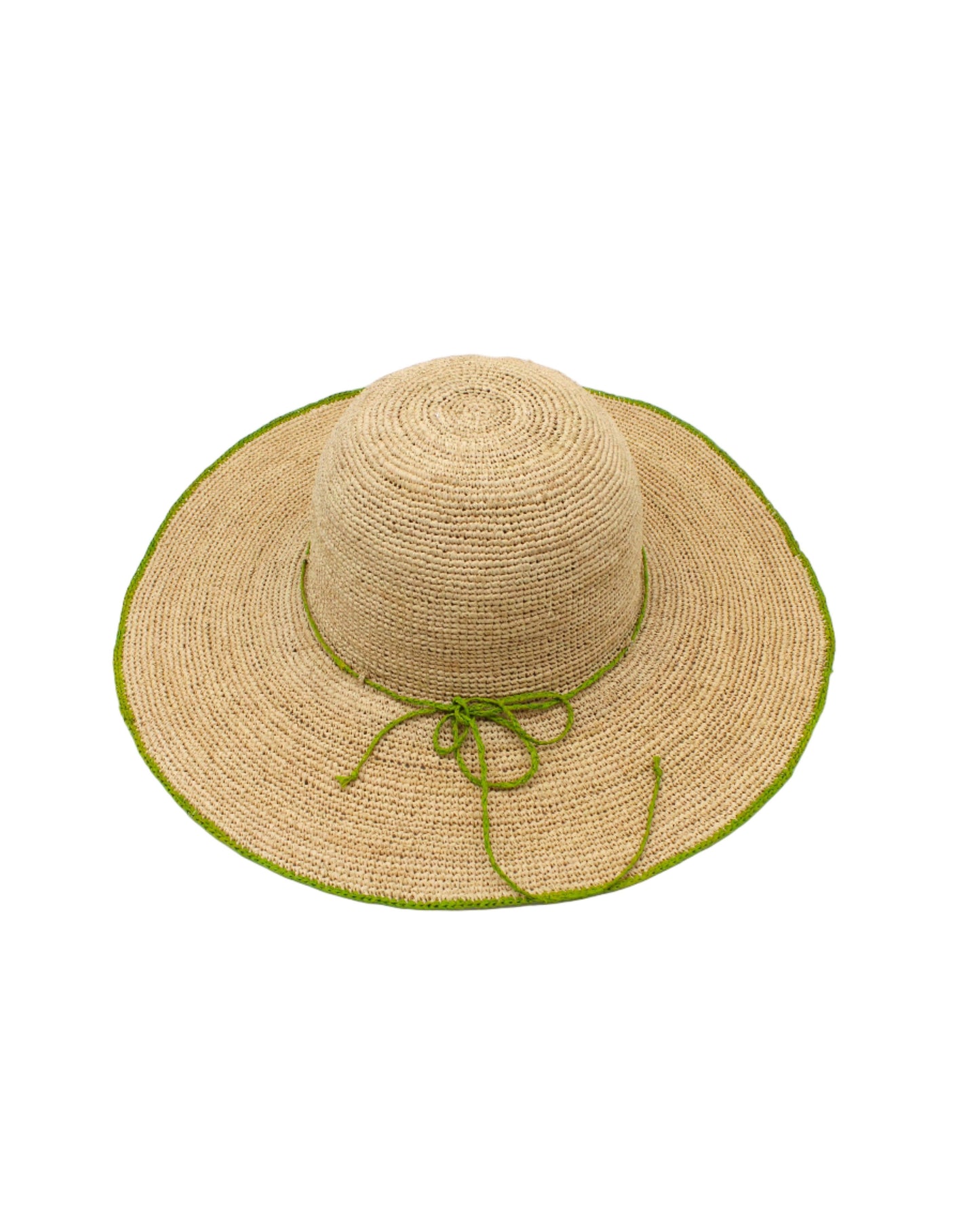 Rachel 4" Brim Crochet Straw Sun Hats with Colored Edge: Seafoam