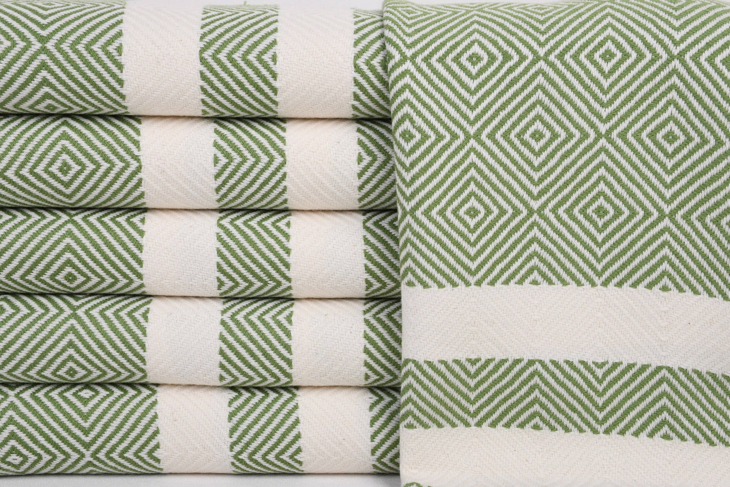 Organic Kitchen Towel, Embroidered Hand Towel, Khaki Green