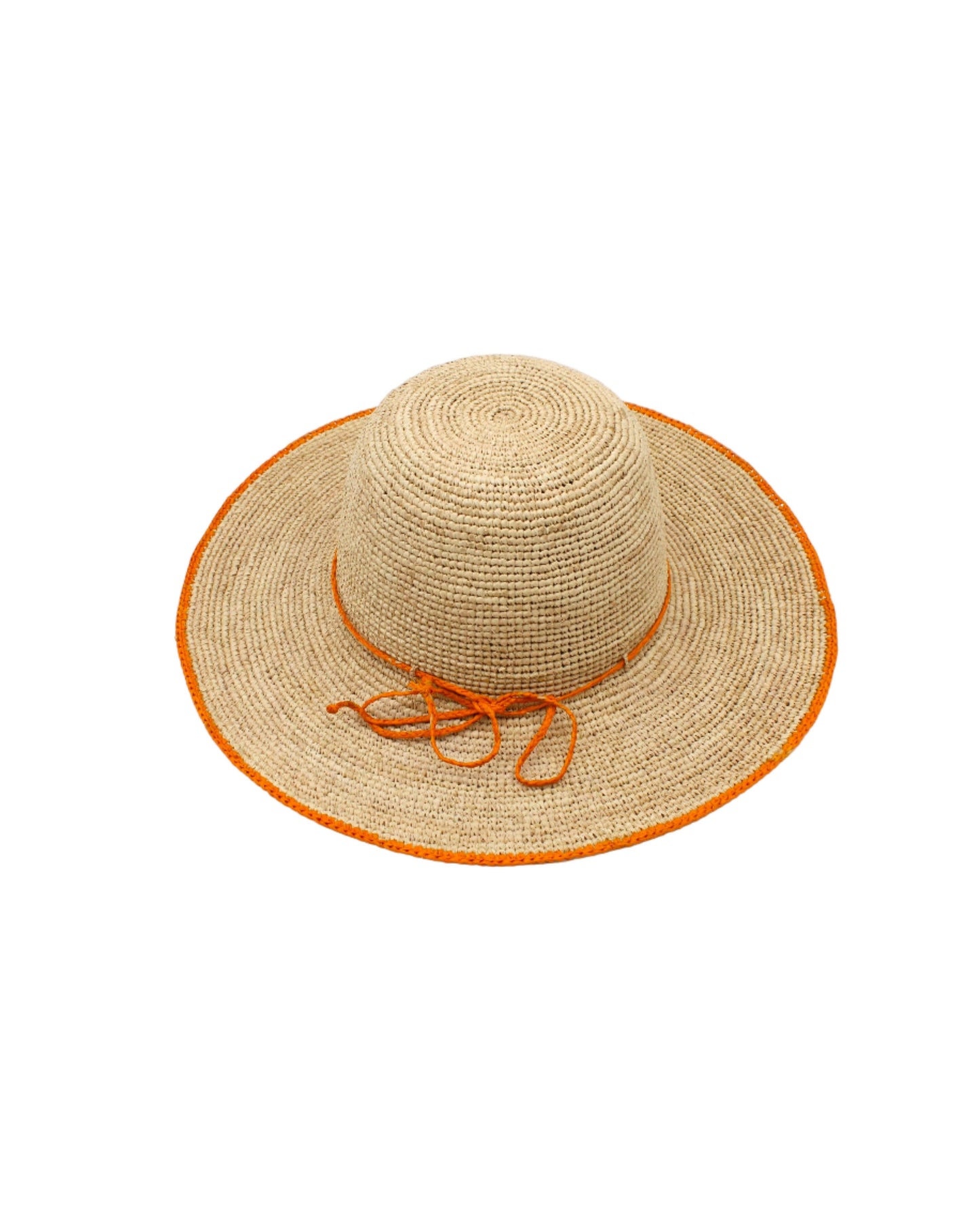 Rachel 4" Brim Crochet Straw Sun Hats with Colored Edge: Saffron