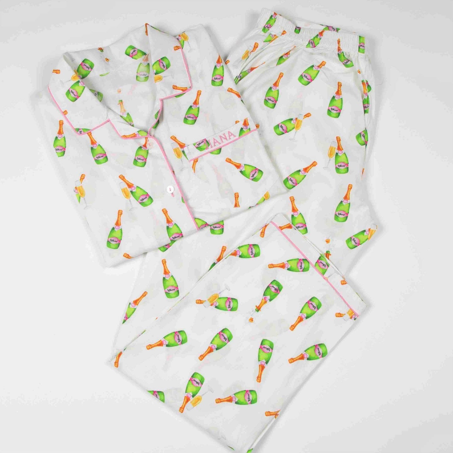 Women Champagne Pajama Set: M