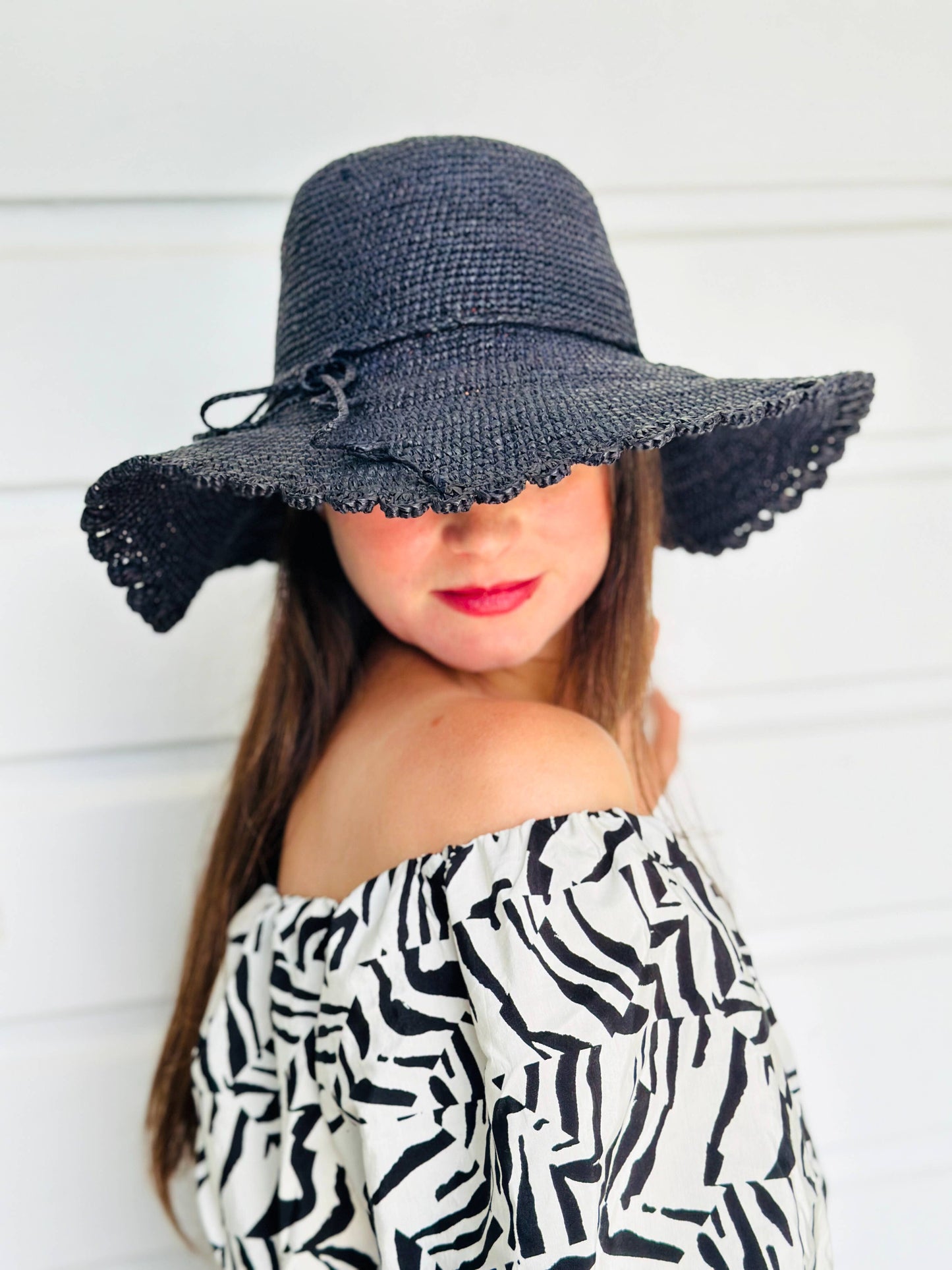 Genevieve 4" Brim Crochet Straw Sun Hat with Lace Weave Edge: Seafoam
