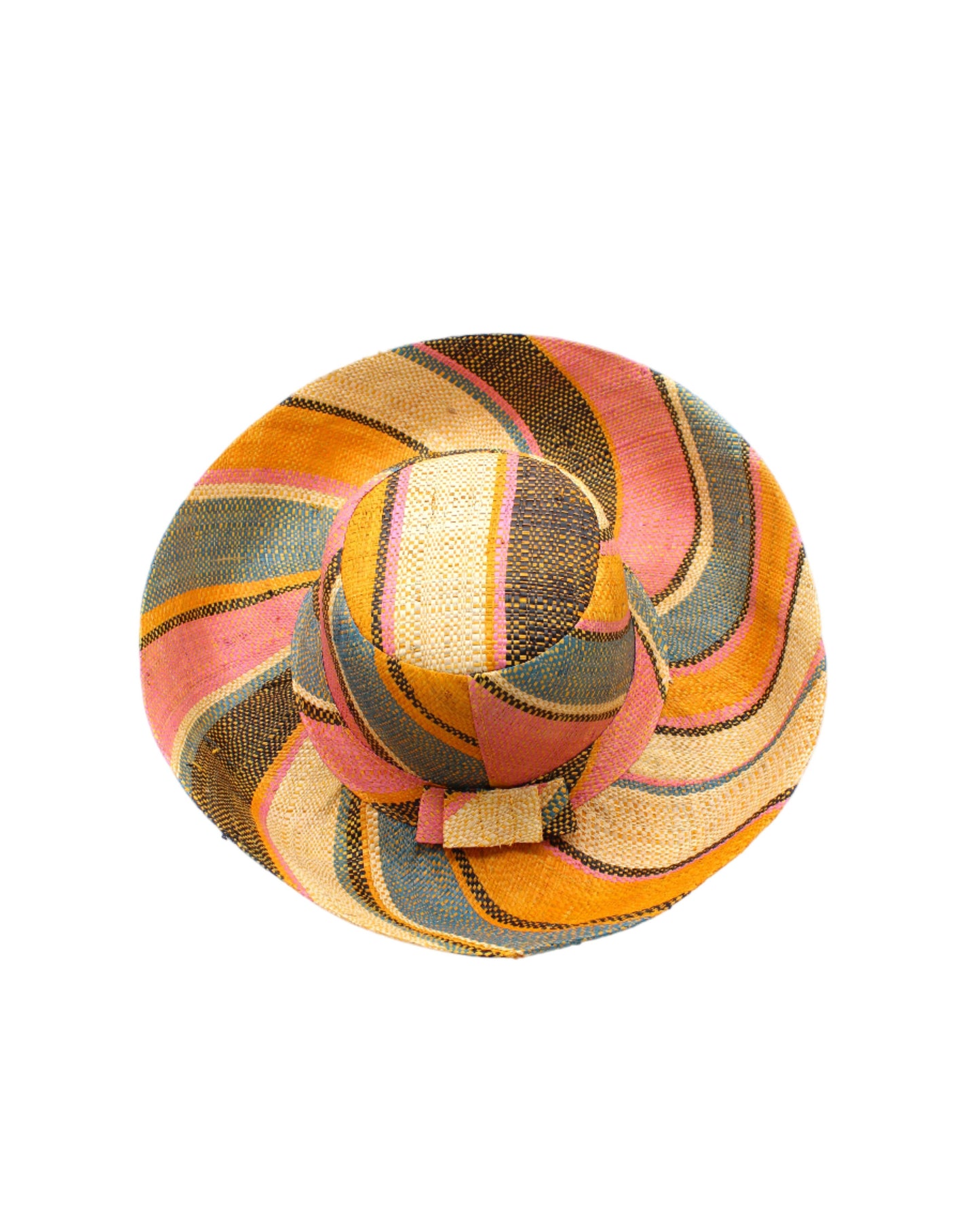 Monica 5" & 7" Wide Brim Stripe Packable Straw Sun Hats: Blueberry Swirl / 5 Inch
