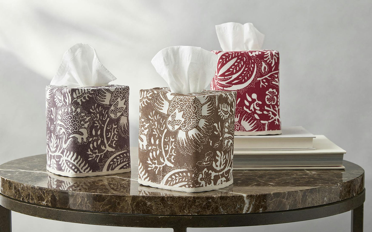 Granada Linen Tissue Box Cover Scarlet