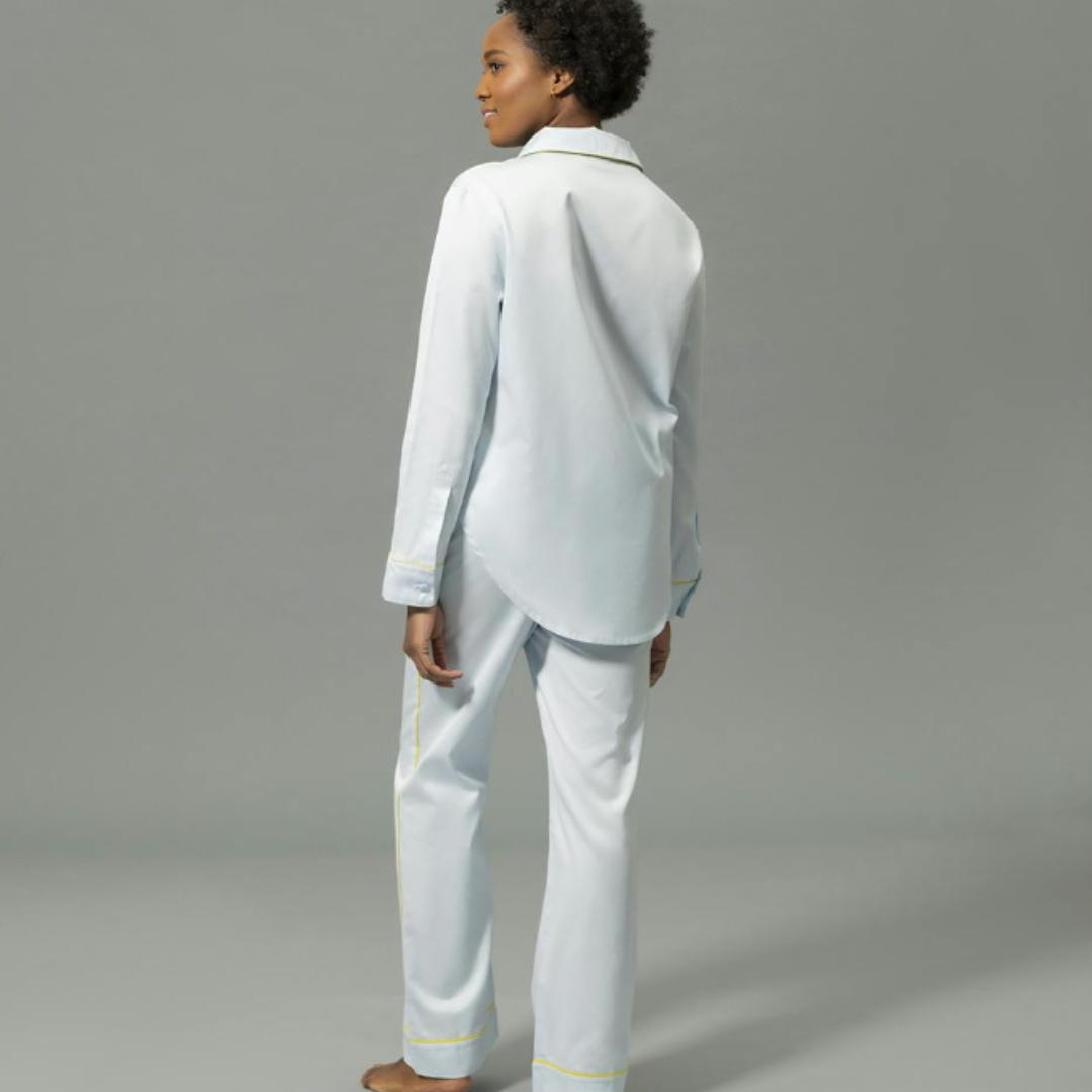 Nocturne Violet with Grass Piping Pajama Set