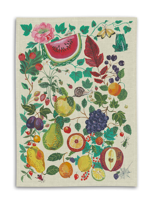 Avenida Home Jardin Gourmand Cream Linen Tea Towel