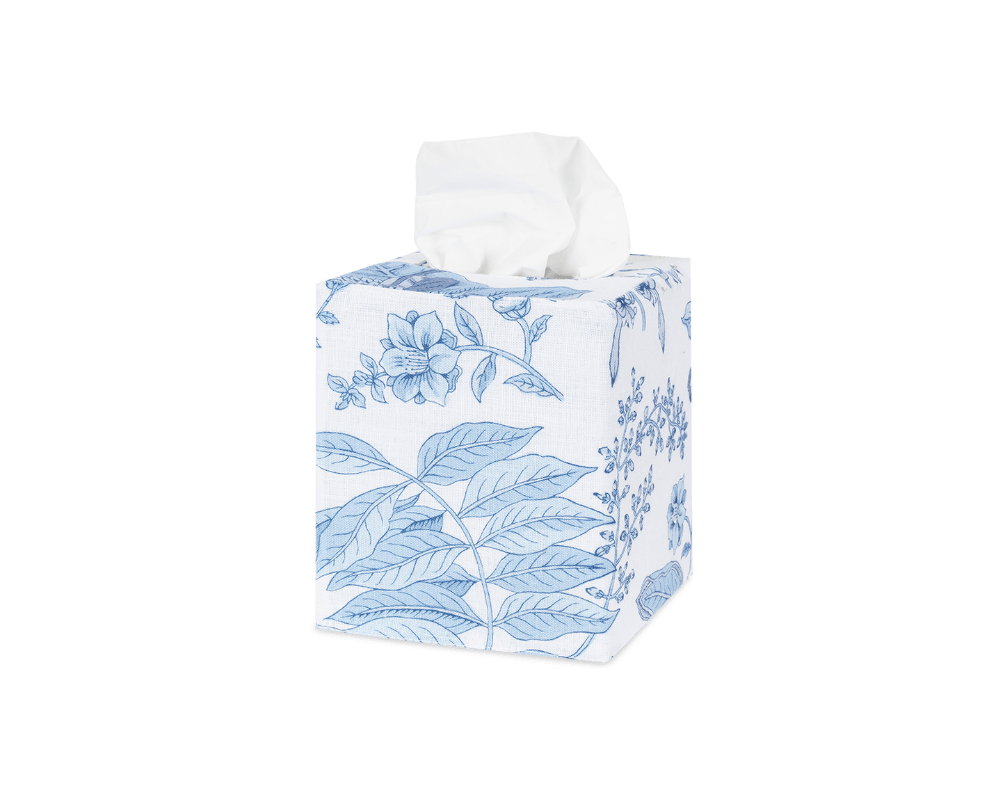 Pomegranate Linen Tissue Box Cover Porcelain Blue