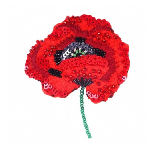 Red Poppy Brooch Pin