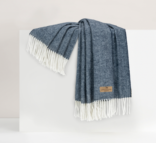 Navy Blue Herringbone Throw
