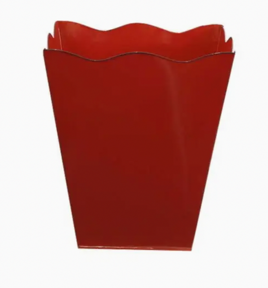 Red Metal Trash Basket