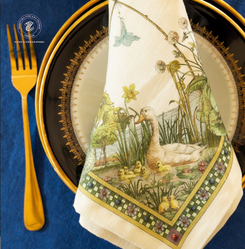 Tessitura Toscana Bunny Garden Dinner Napkins