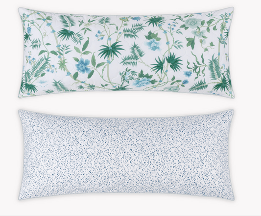 Palmyra Emerald and Celine Blue Reversible Lumbar Pillow