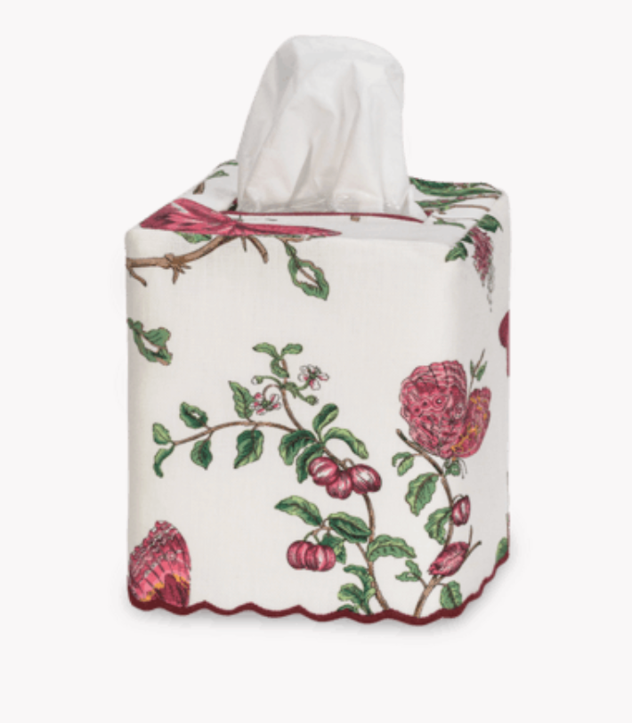 Baudin Butterfly Tissue Cover - Ruby Linen