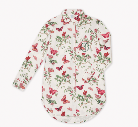 Baudin Butterfly Linen Sleep Shirt