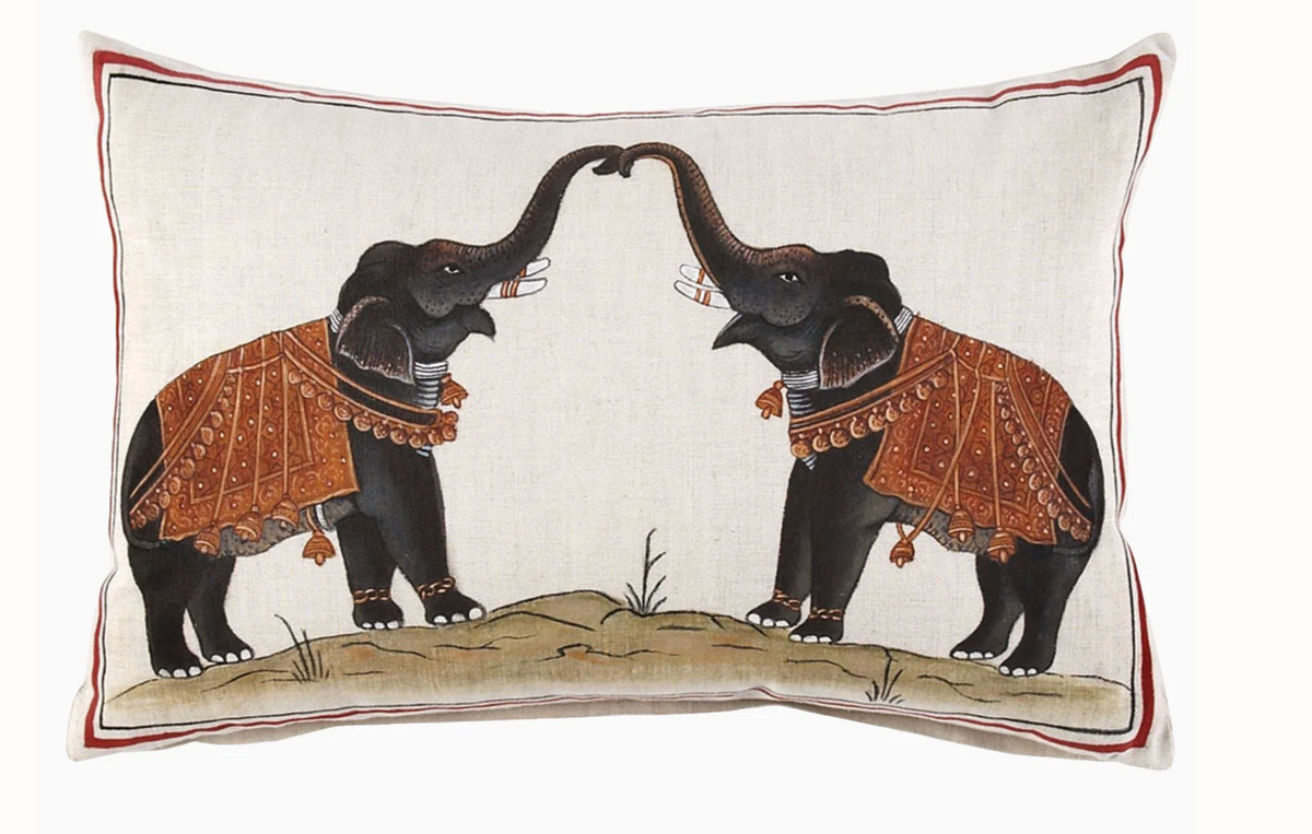 John Robshaw Two Elephants Decorative Pillow