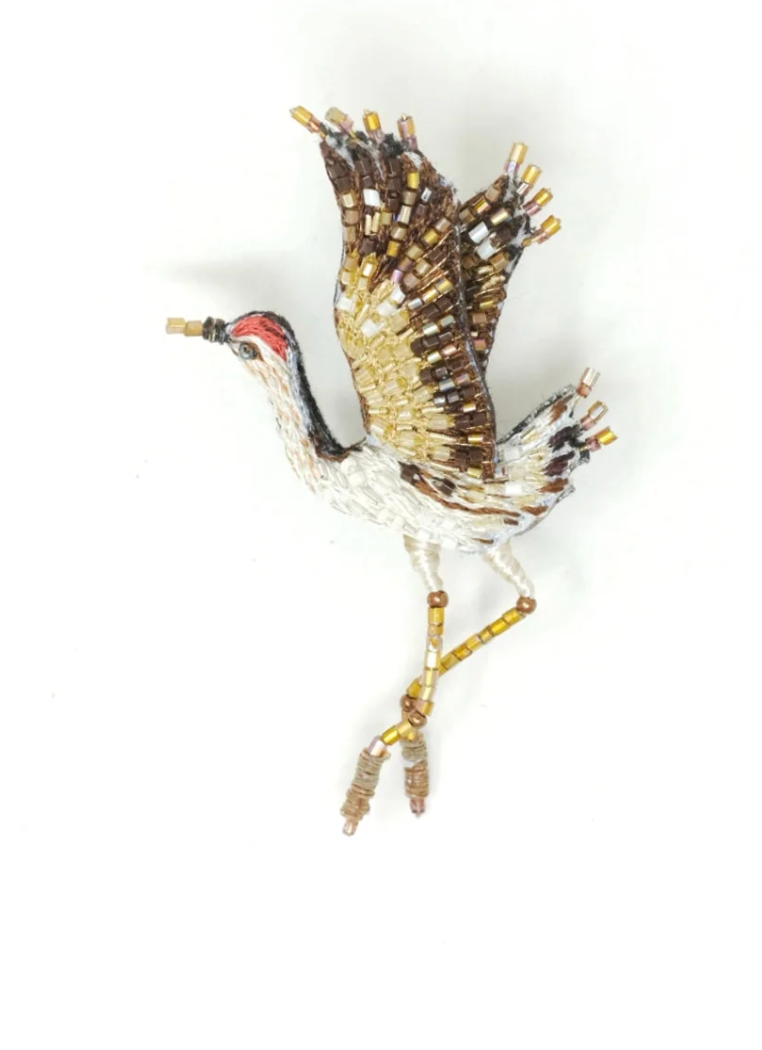 Whooping Crane Brooch Pin