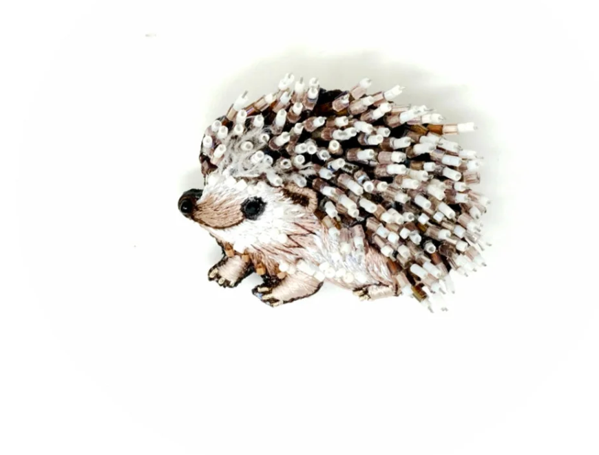 White Breasted Hedgehog Brooch Pin